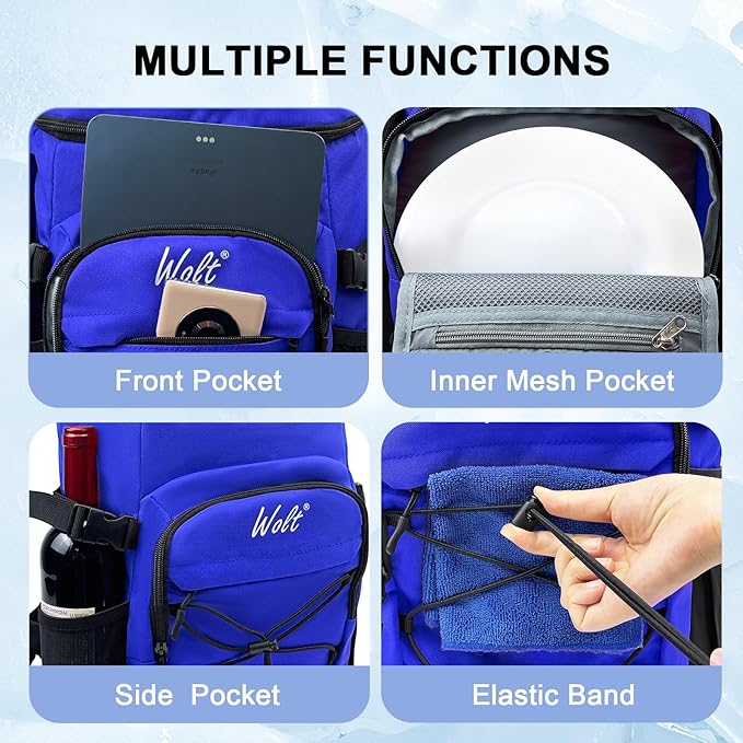 WOLT Cooler Backpack,24 Cans Insulated Backpack Cooler Leakproof,Lightweight Soft Cooler Bag,Camping Cooler,Large Capacity Beach Cooler,Waterproof Travel Cooler Lunch Backpack for Hiking