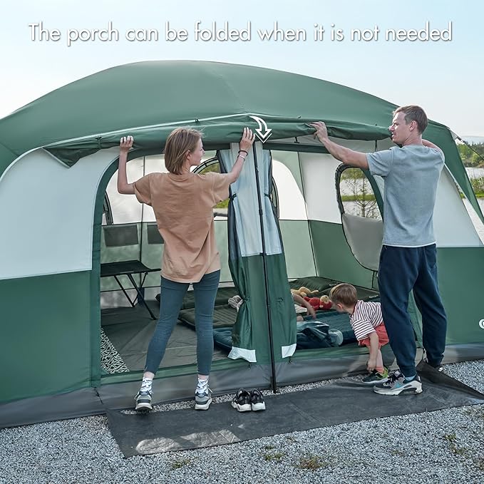 PORTAL 6 | 8 | 10 Person Family Camping Tent with Porch, Big Family Camping Tent with Tall Height, Good Ventilation, Water Resitant Large Tent for Outdoor Camping, Backyard