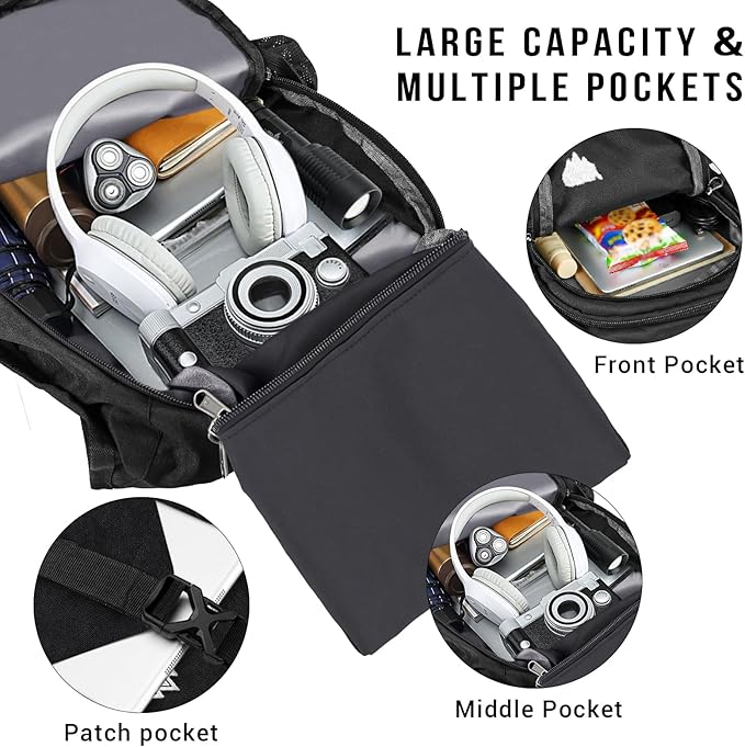 FUNANASUN 16L Ultra-Lightweight Foldable Waterproof Hiking Backpack For Women Men Small Backpack For Hiking Commuting Travel, Black