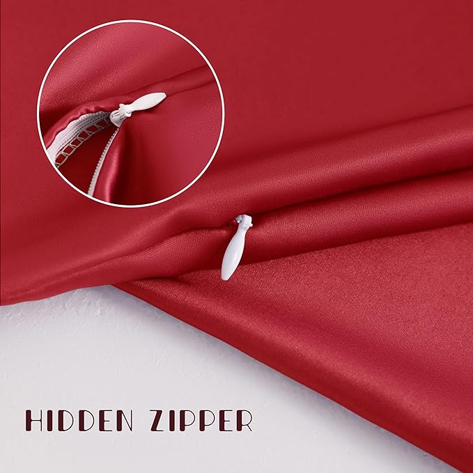 NTBAY Zippered Silk Satin Toddler Pillowcases - 2 Pack Hidden Zipper 13x18 Pillowcases - Luxury and Silky Baby Travel Pillow Covers, Red