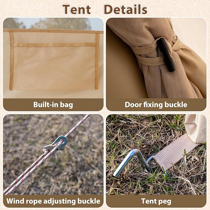 Inflatable Camping Tent with Hand Pump Waterproof Outdoor Blow up Tent 2-8 Person Oxford 4 Season Glamping Air Tent Cabin House with Mesh Windows & Door