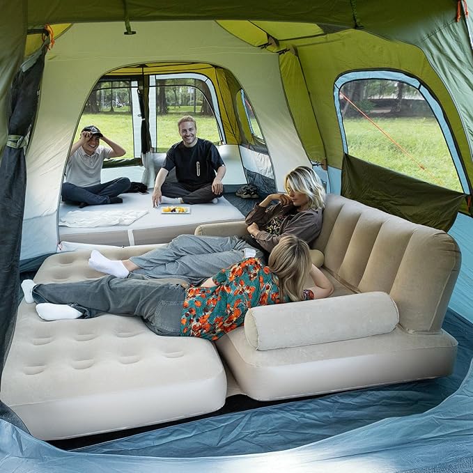 Night Cat 8-Persons Camping Tent: Large Waterproof Instant Cabin Hot Tent with Canopy and Stove Jack for Family Glamping