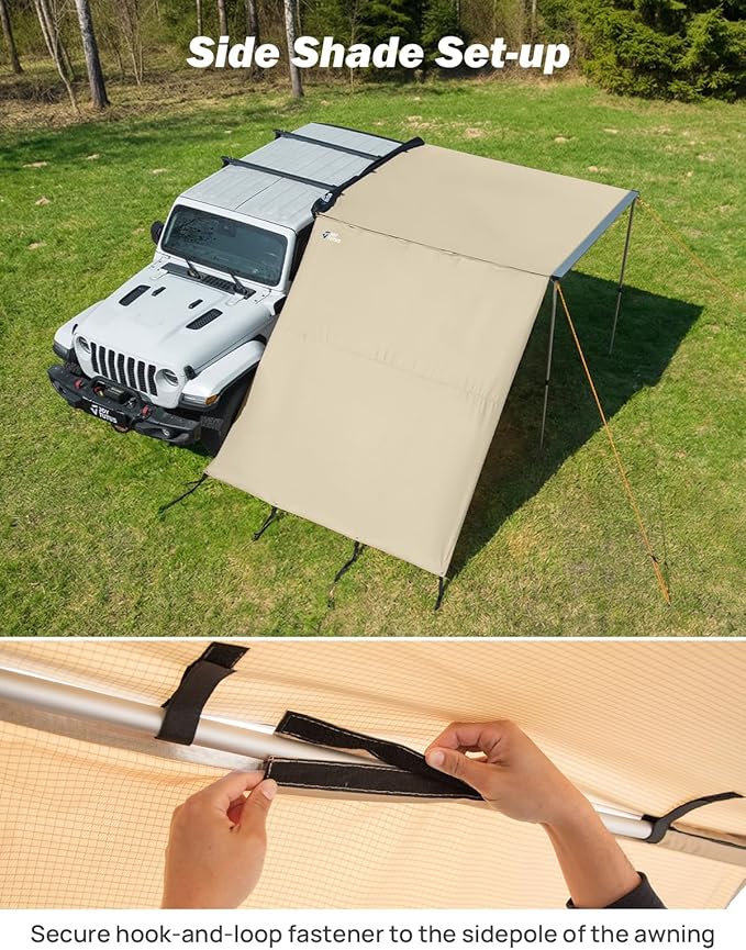 JOYTUTUS Awning Wall Universal Multi-Side for 6.6FT x 8.2FT, Waterproof Ripstop UV-Resistant Extension for Privacy & Sun Shade