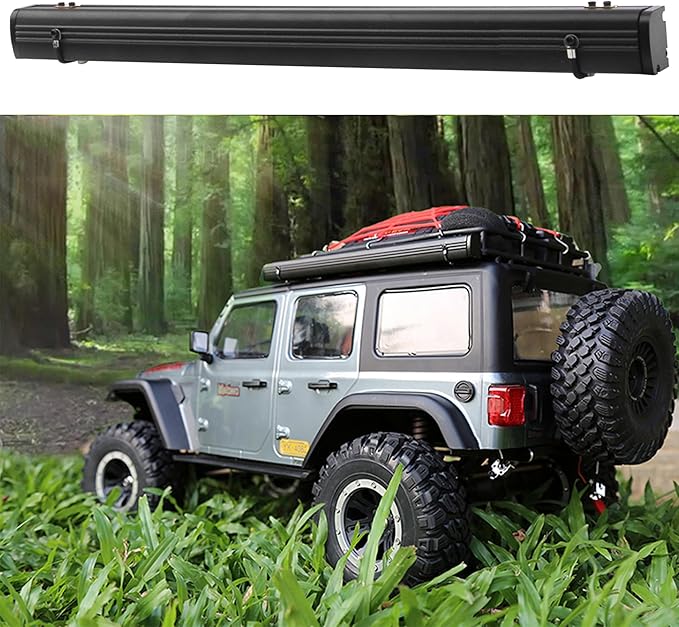 8.6" x8.6" RC Car Simulation Side Car Roof Top Tent Rain Canopy Sunshade Decoration Accessory Compatible with Traxxas TRX4 Axial SCX10 Tamiya Arrma D90 1/10 RC Crawler (Black)