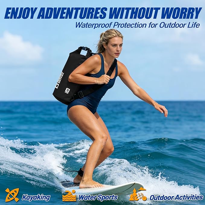 Waterproof Dry Bag, 5L/10L/20L/30L/40L Roll Top Lightweight Storage Backpack with Phone Case for Women & Men, Floating Waterproof Sack for Travel, Swimming, Kayaking, Paddle Board, Camping & Beach
