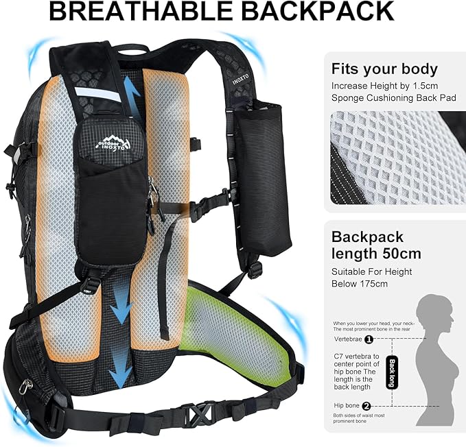 IX INOXTO Hydration Backpack, 20L Multipurpose Hiking Backpack with 2L Water Bladder, Water Backpack Insulated Hydration Pack Ideal for Hiking and Cycling