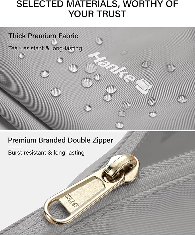Hanke 7 Piece Expandable Compression Packing Cubes, Premium Travel Packing Organizers for Suitcases/Carry On, Luggage Organizer Bags with Breathable Mesh & Label,Light Grey