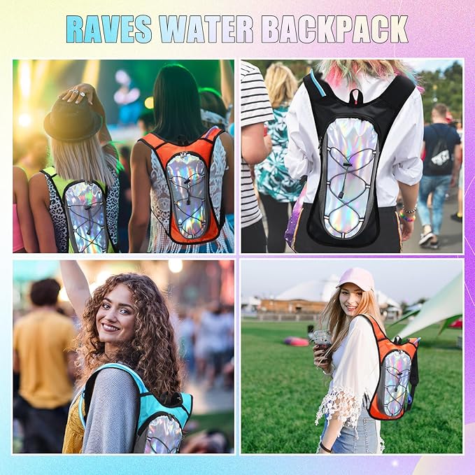 Chunful 6 Pack Running Hydration Backpack Lightweight Water Backpack Essential for Festivals Rave Hydration Pack with 2L Hiking Water Bladder for Adult Running Cycling Climbing Hiking