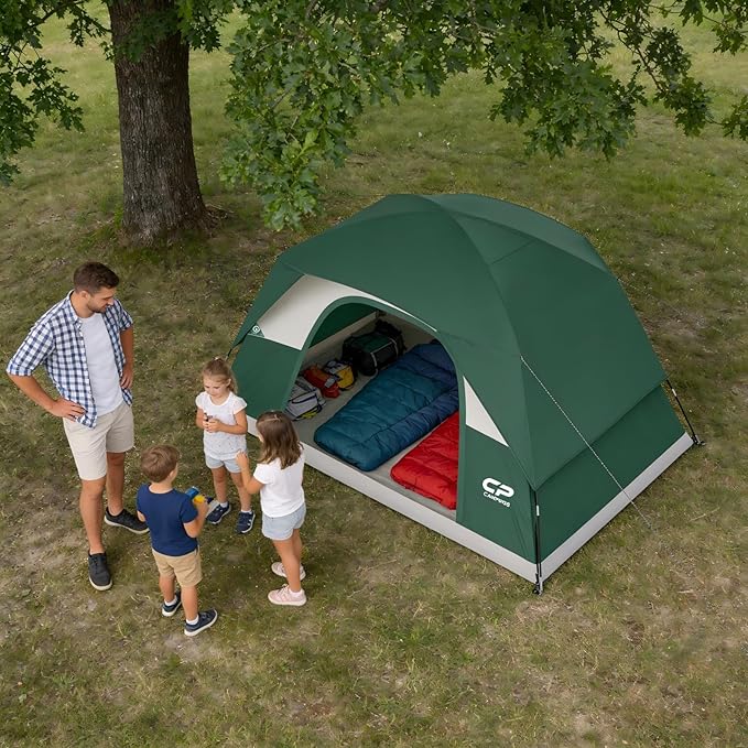 Tents for Camping 6 Person Tent Waterproof Windproof Double Layer Family Camping Tent, Easy Setup Dome Tent with Large Mesh Windows & Wider Door for Outdoor Camping & Hiking