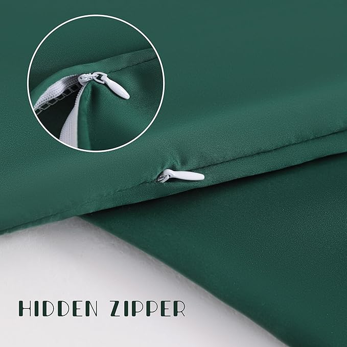 NTBAY Zippered Silk Satin Toddler Pillowcases - 2 Pack Hidden Zipper 13x18 Pillowcases - Luxury and Silky Baby Travel Pillow Covers, Dark Green