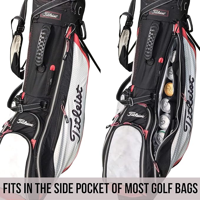 Golf Cooler Bag Plus 2 Ice Packs - HD Closed Cell Insulation Keeps Drinks Cold for Hours - Holds 6 Cans - Fits Discreetly in Golf Bags - Includes Cary Strap - Golf Accessories for Men
