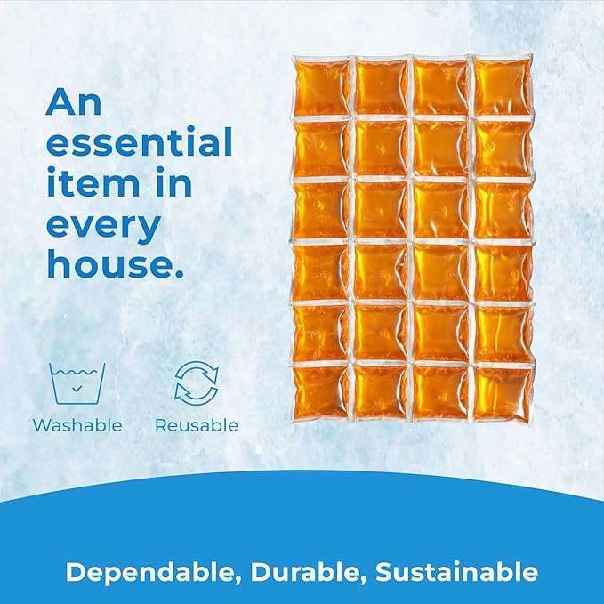 ICY-COOLS Reusable Ice Packs for Coolers - Flexible Ice Sheets, Flat and Long-Lasting for Camping or Lunch Boxes, 10x16 & 8x12, 1 or 3 Pack