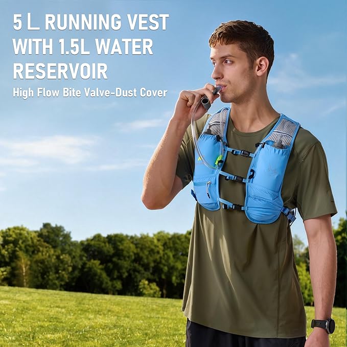N NEVO RHINO Small Running Vest for Women Men, Lightweight Hydration Vest with Water Bladder 1.5 Liter, Hydration Backpack for Trial Hiking Cycling Jogging