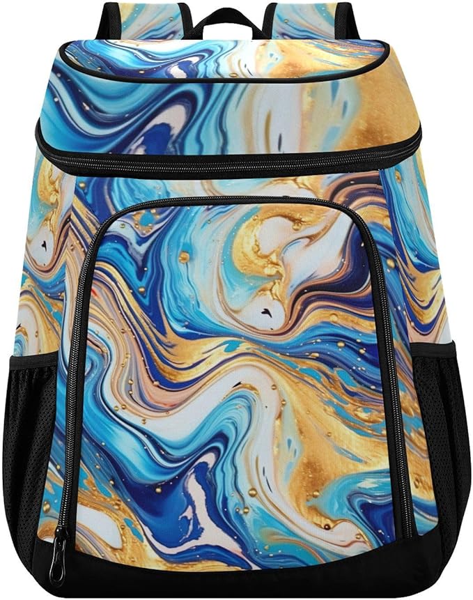 YETTASBIN Leakproof 36 Cans Cooler Backpack for Men Women - Marble Insulated Backpack Cooler Large Capacity Waterproof Lunch Bag for Hiking, Camping, Beach, Fishing, Work