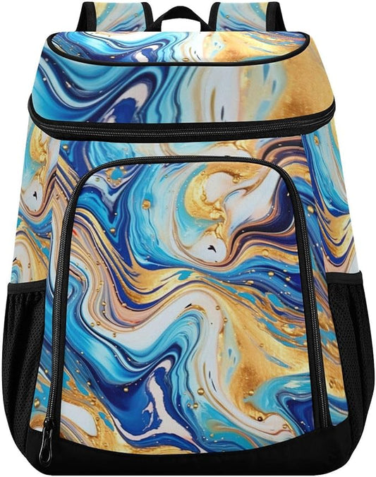 YETTASBIN Leakproof 36 Cans Cooler Backpack for Men Women - Marble Insulated Backpack Cooler Large Capacity Waterproof Lunch Bag for Hiking, Camping, Beach, Fishing, Work