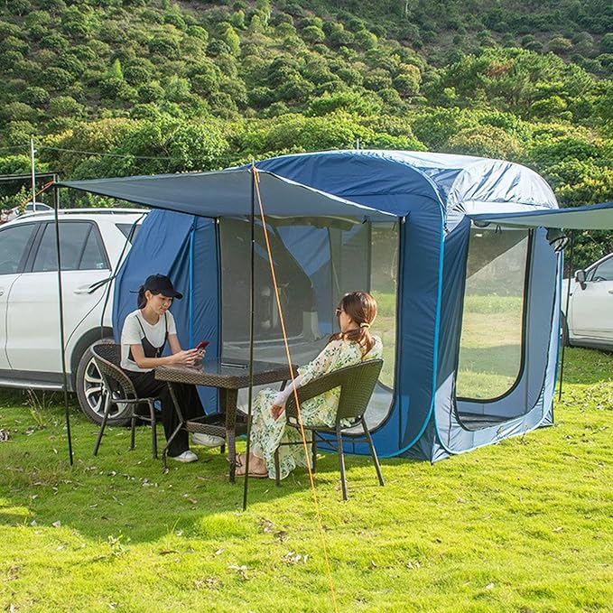 Camping Tent Scar Tents for Vehicles Tailgate Awning Tents, Car Camping Rear Tent with Rain Layer and Carry Bag, Pop-Up Truck Bed Tent for Camping, Accommodate, Tra