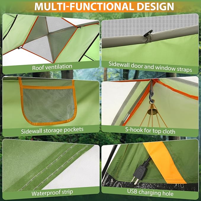 COBIZI Tents for Camping 4/6 Person Camping Tent with Rainfly and Screen, Easy Setup Lightweight Portable Waterproof Outdoor Tent with Carry Bag for Backpacking, Hiking, Family Travel