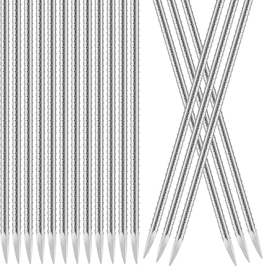 Gisafai 24 Pcs 16inch Ground Rebar Stakes Metal Heavy Duty Stakes Ground Landscape Anchors Spike Garden Stake Edging Spikes Plant Support with Chisel Point End for Concrete Timber Garden Tent Camping
