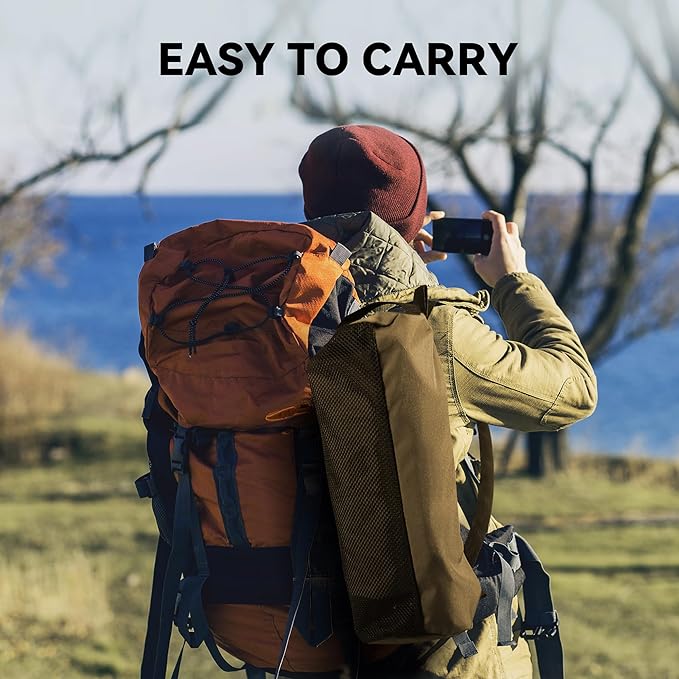Ultralight Camping Chair, Portable Folding Backpacking Chair, Compact Camping Chair with Carry Bag for Outdoor Camp Hiking Backpack Beach Travel (Khaki)
