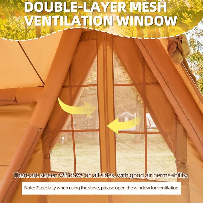 EROMMY 4/6/8/12 Person Inflatable Tent with Skylight, 4 Season Blow Up Tents with Hand Pump for Outdoor Camping & Hiking, Easy Set-up Windproof Sunproof Waterproof
