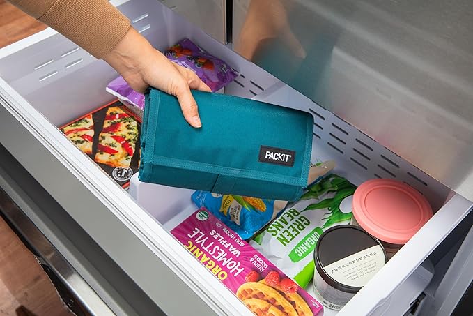 Packit® Freezable Lunch Bag, Deep Teal, Built with ECOFREEZE® Technology, Foldable, Reusable, Zip and Velcro Closure with Buckle Handle, Designed for Work Lunches and Fresh Lunch On the Go