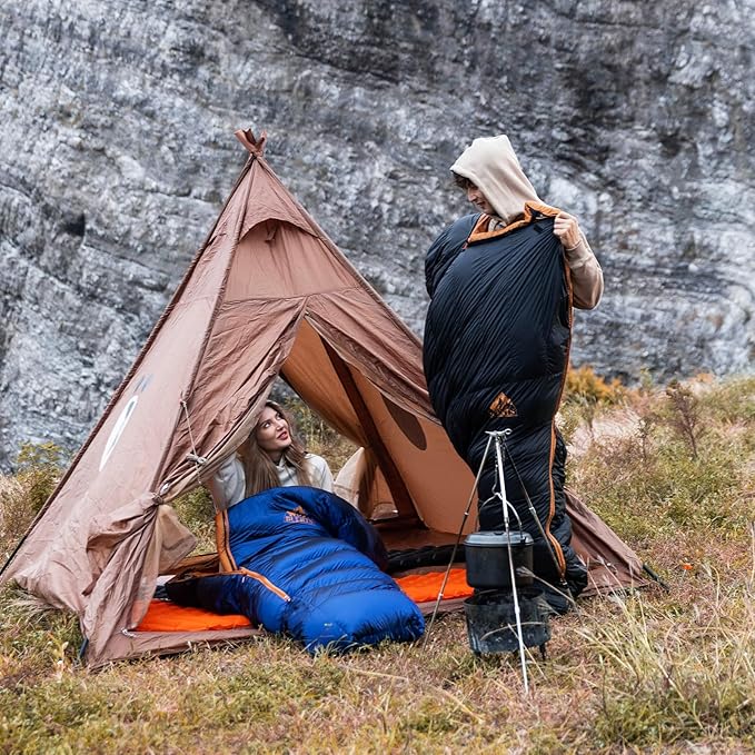 Down Backpacking Sleeping Bag for Cold Weather 32°F to 8°F, XXL Large Ultralight Sleeping Bag Ideal for Adults Camping, Hiking and Backpacking.