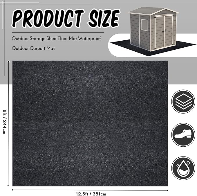 Haull Shed Floor Mat 8 x 12.5 ft Outdoor Waterproof Nonslip Durable Storage Sheds Protector Rug for Carport Patio Garage Garden Spring Summer Outdoor, Storage Shed Not Included