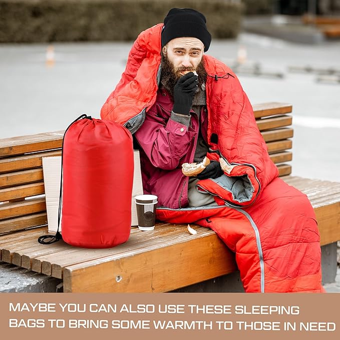 Tranqun 30 Pcs Cotton Liner Camping Sleeping Bags for Adult with Winter Beanies Gloves Sleeping Bag Waterproof Warm Lightweight for Backpacking Camping Indoor Outdoor Homeless