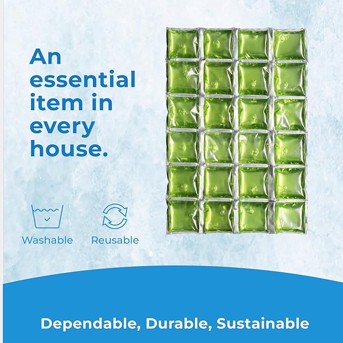 ICY-COOLS Reusable Ice Packs for Coolers - Flexible Ice Sheets, Flat and Long-Lasting for Camping or Lunch Boxes, 10x16 & 8x12, 1 or 3 Pack