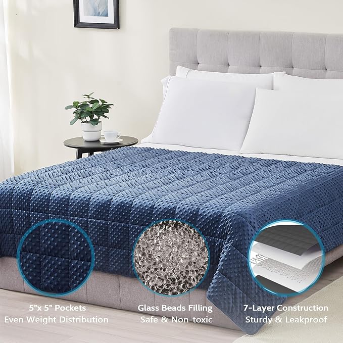 L'AGRATY Weighted Blanket - 36"x48" 5lbs Minky Dots Heavy Blanket with Glass Beads Soft Breathable for All-Season Summer Fall Winter Thick Comfort for Sleeping