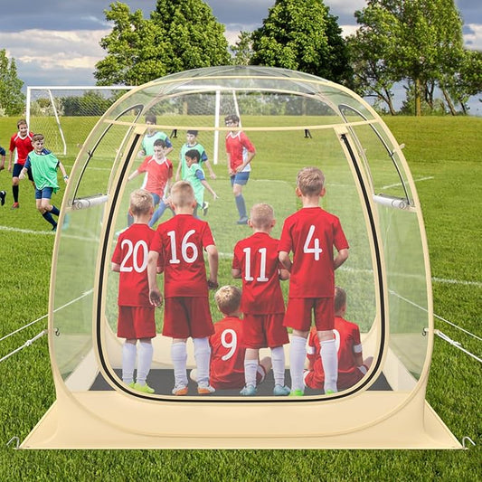 Pop up Sports Tent, Portable Weather Pod for 1-6 Person, Garden Screen House Shelter with Floor Mat & Carry Bag, Outdoor Clear Bubble Tent for Sports Event Soccer Camping (6 x 6 x 5.4 ft)