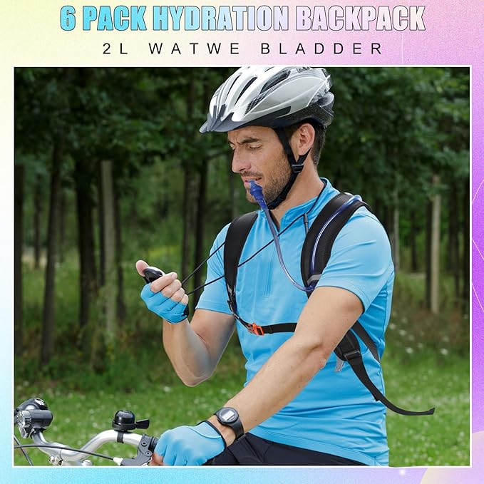 Chunful 6 Pack Running Hydration Backpack Lightweight Water Backpack Essential for Festivals Rave Hydration Pack with 2L Hiking Water Bladder for Adult Running Cycling Climbing Hiking