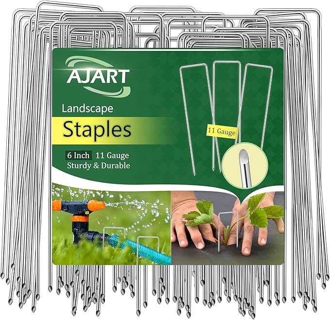 AJART Landscape Staples Garden Stakes: 6 Inch Reusable Galvanized Steel Spikes for Artificial Turf, Tents & Ground Cover - 50 Pcs