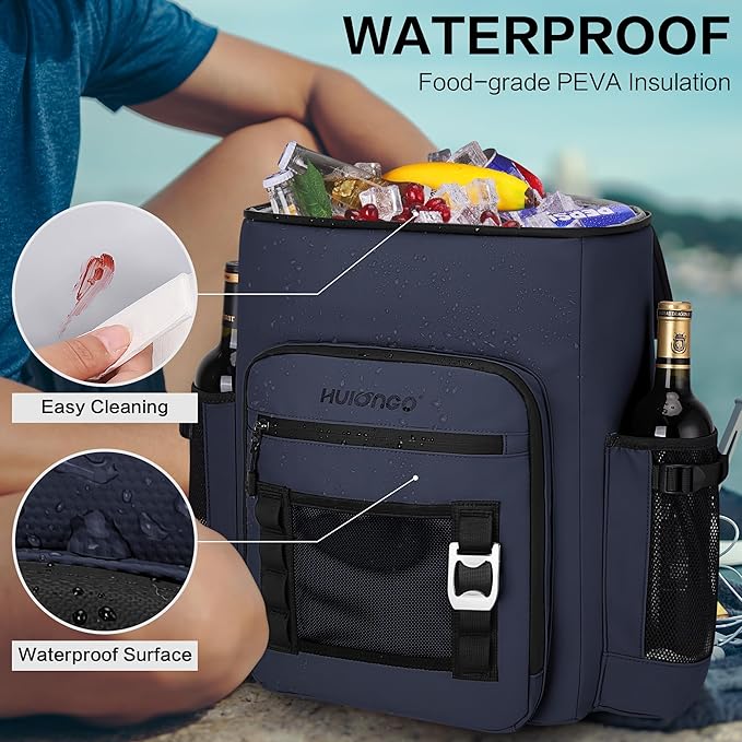 Large 52cans Waterproof Insulated Cooler Backpack for Men & Women, Leak Proof Backpack Cooler, Soft, 8Gal