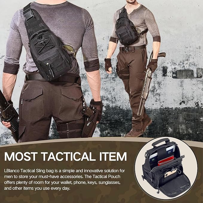 Tactical Shoulder Sling Bag Small Outdoor Chest Pack Backpack for Men Traveling, Trekking, Camping, Sling Backpack