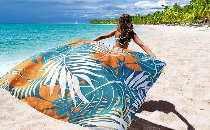 Beach Blanket Waterproof Sandproof Extra Large Beach Mat 79" X 83"/120"x108"for 1-8 Adults Quick Drying Durable Outdoor Picnic Mat for Beach Travel Camping Hiking