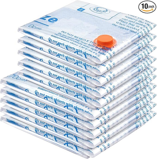 MEIQIHOME Vacuum Storage Bags, Space Saver Sealer Bags,Vacuum seal bags for clothing, Pillows, Comforters, Blankets, Bedding,Travel,10 COMBO