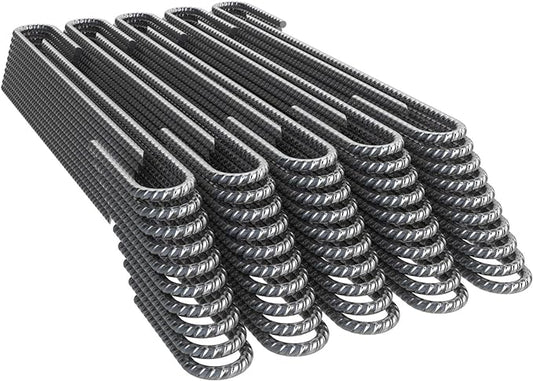 Vodaland Rebar Stakes J Hook Extra Heavy Duty 1/4 inch Coated Steel Ground Anchors with Chisel Point End (100)