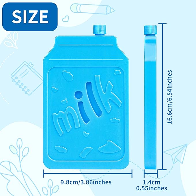 Ice Pack for Lunch Box and Cooler, BPA Free, Reusable and Long Lasting, Slim and Lightweight Design, Set of 4, （Blue）