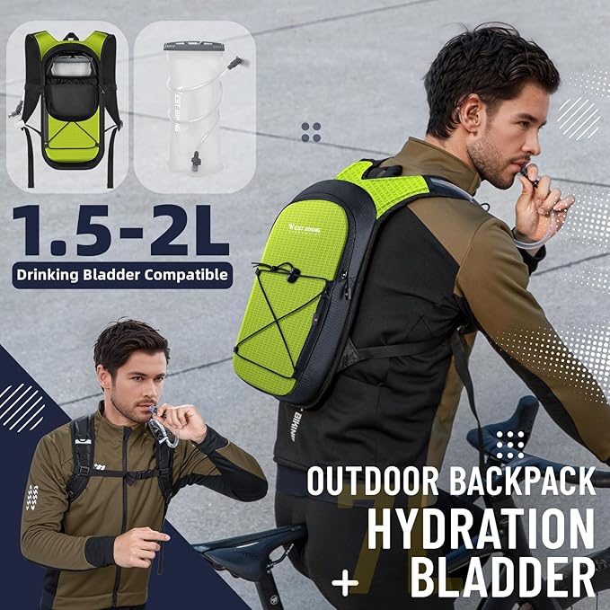 Hydration Backpack with 2L TPU Water Bladder, Lightweight Hiking Water Backpack, Running Hydration Pack for Cycling Climbing Camping Rave, Hydropack for Men Women