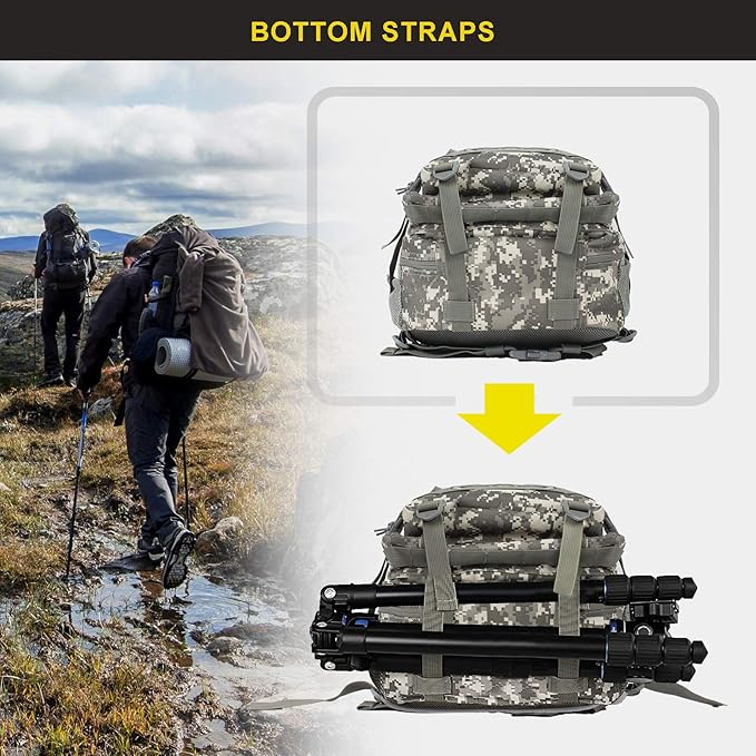 Zavothy 45L Military Tactical Backpack, Army 3-Day Assault Pack Bug Out Bag for Hiking Camping | Army, Bag, Large Rucksack, with Molle System