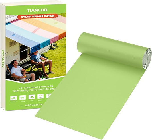 4x78in Nylon Repair Tape，Tent Repair Kit，Self Adhesive Waterproof Fabric Repair Tape for Tent, Umbrella, Sleeping Bag, Down Jackets,Knapsack.（Soft Green）