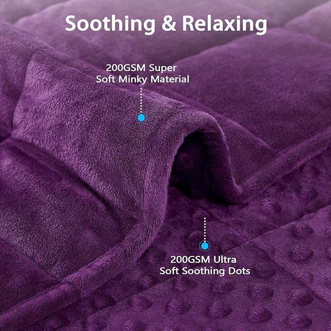 L'AGRATY Weighted Blanket for Adult - 80"x87" 20lbs Minky Dots Heavy Blanket with Glass Beads Soft Breathable for All-Season Summer Fall Winter Thick Comfort for Sleeping