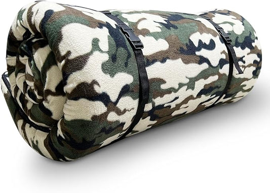 Foamma 4'' x 38'' x 80'' Memory Foam Camouflage Roll-Up Camping Mattress with Soft Fleece Zipper Cover, Foldable and Portable, RV Bunk, Tent, Guest Bed, Outdoor and Dorm, CertiPUR-US Certified Foam