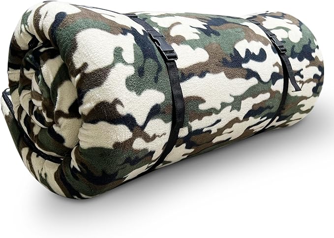 Foamma 3'' x 30'' x 75'' Memory Foam Camouflage Roll-Up Camping Mattress with Soft Fleece Zipper Cover, Foldable and Portable, RV Bunk, Tent, Guest Bed, Outdoor and Dorm, CertiPUR-US Certified Foam