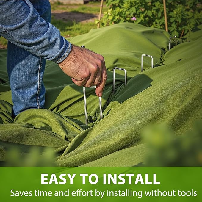 Landscape Staples 12 Inch, 100 Pack 8 Gauge Galvanized Garden Staples U-Shaped Landscape Stakes, Heavy Duty Ground Stakes for Outdoor Decorations, Weed Barrier Fabric, Irigation Tubing, Tent