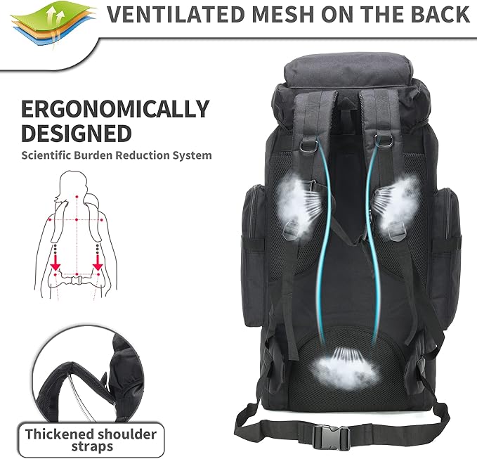 King'sGuard 70L Camping Hiking Backpack for Men Women Large Military Tactical Backpack Molle Rucksack Backpack for Outdoor