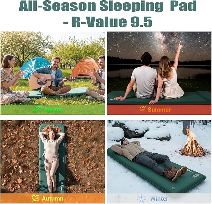 Self Inflating Sleeping Pad with Electric Pump and Pillow, 3.15" Ultra-Thick Memory Foam Camping Pad, Portable 4-Season Camping Mats Pad, Cushions Camping Essentials Gear for Travel Tent Car