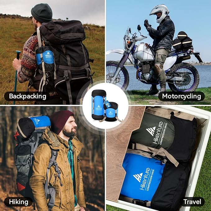 Hikenture Compression Sack for Sleeping Bag, Upgrade Anti-Tear Nylon Sleeping Bag Stuff Sack, 10L/14L/20L/30L Water-Resistant Compression Bag, Storage Bag