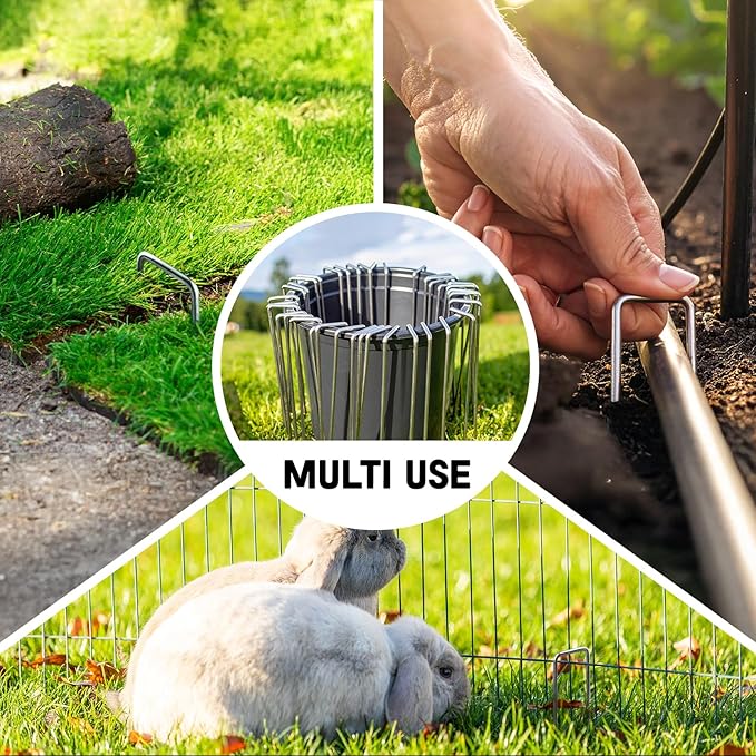 6 Inch Garden Stakes, 25 Pack Landscape Staples Anti-Rust 11 Gauge Galvanized Ground Stakes Pins for Yard Fabric, Lawns, Weed Barriers, Landscape Fabrics, Irrigation Hose